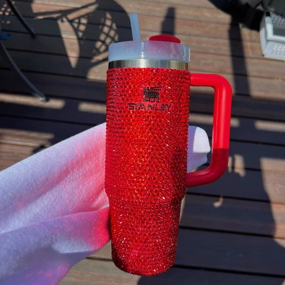 30oz RED Bedazzled Bling Stanley Tumbler - Picture 4 of 5